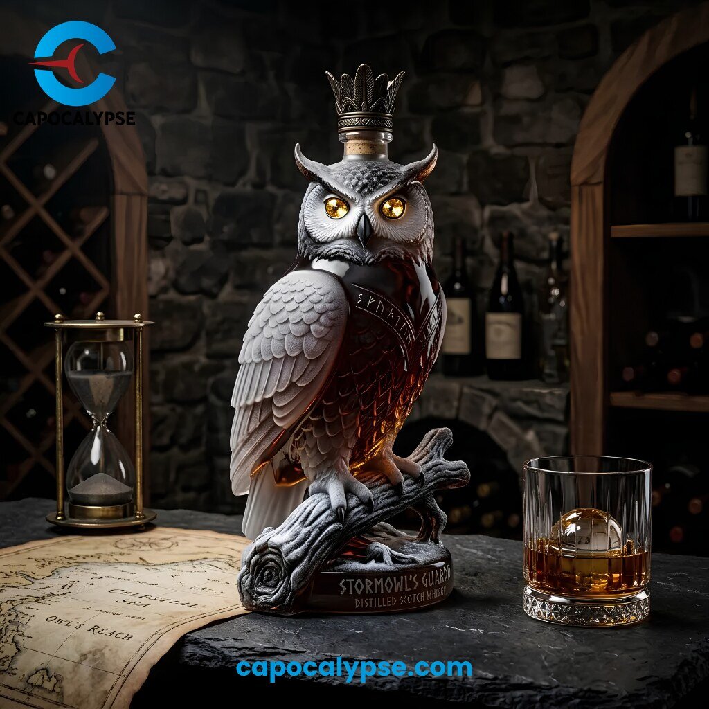 Stormowl Elixir Whiskey Decanter With Ornamental Owl Stopper