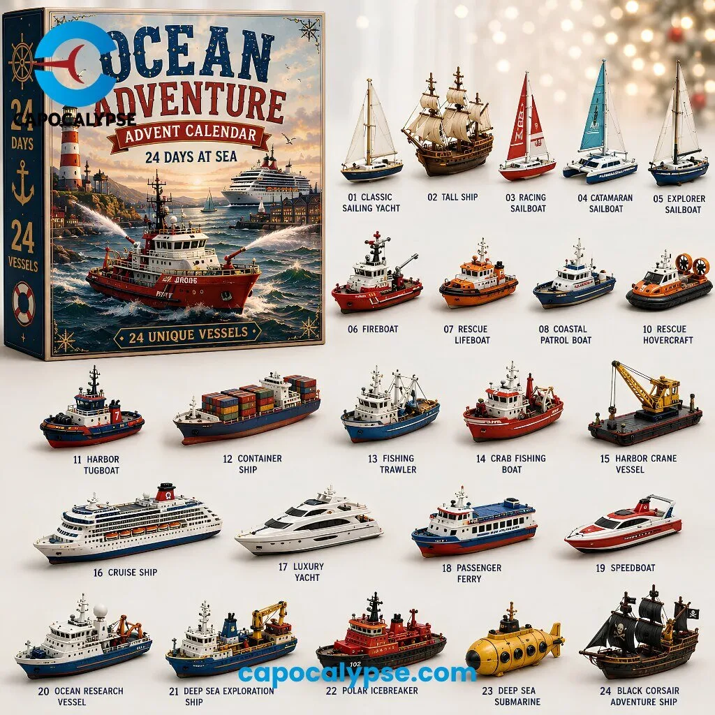 Ocean Adventure Advent Calendar 24 Unique Collectible Vessel Models