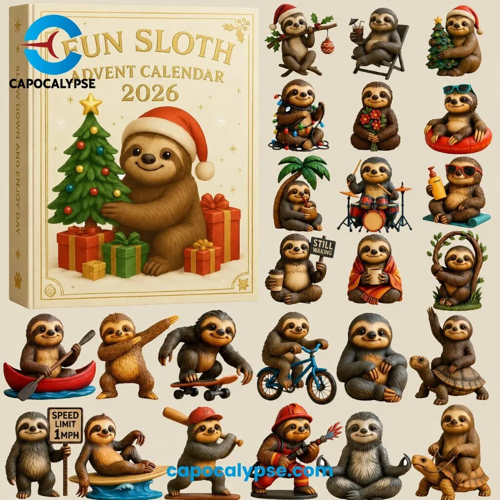 Fun Sloth Advent Calendar 2026 24 Collectible Sloth Figurines