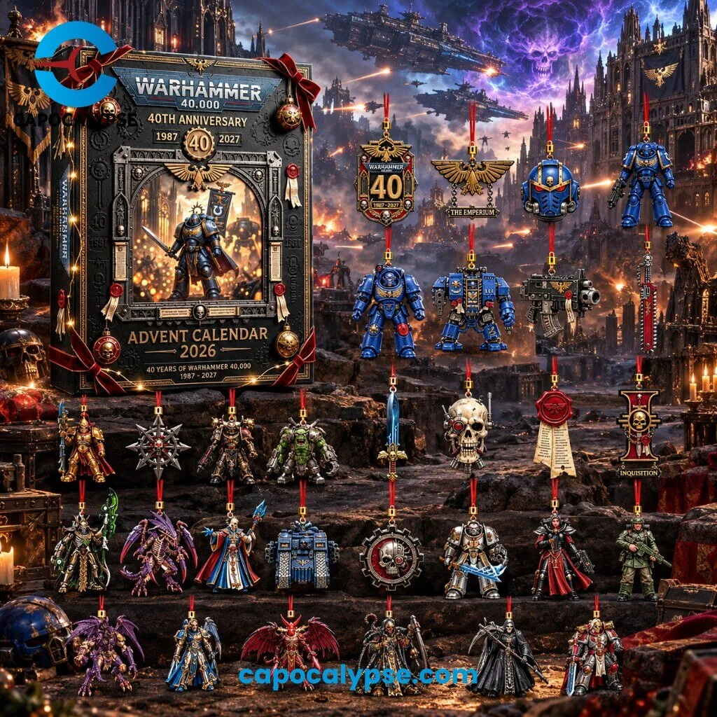 Warhammer 40,000 40th Anniversary Advent Calendar 2026 With 24 Collectible Space Marine And Character Ornaments 1987-2027