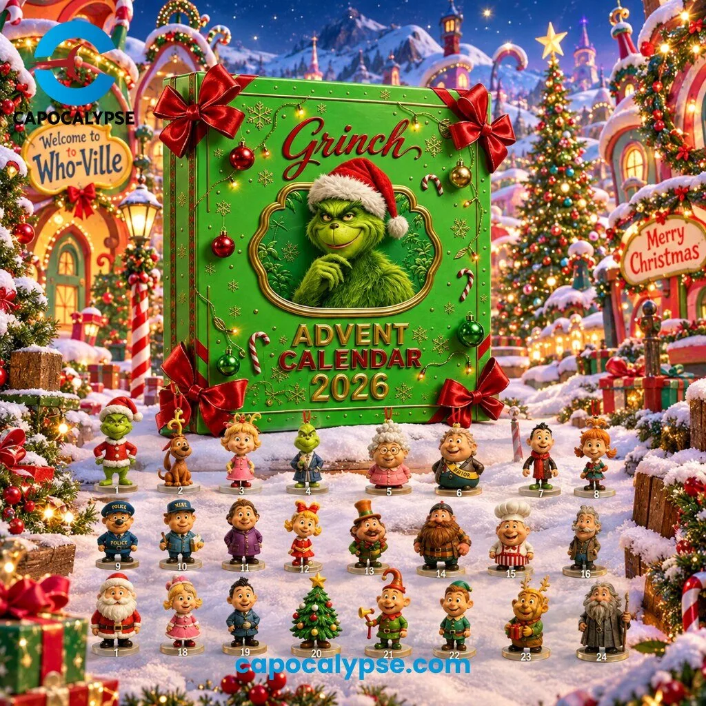 Grinch Advent Calendar 2026 With 24 Collectible Who-Ville Character Figurines Dr. Seuss Holiday Collection