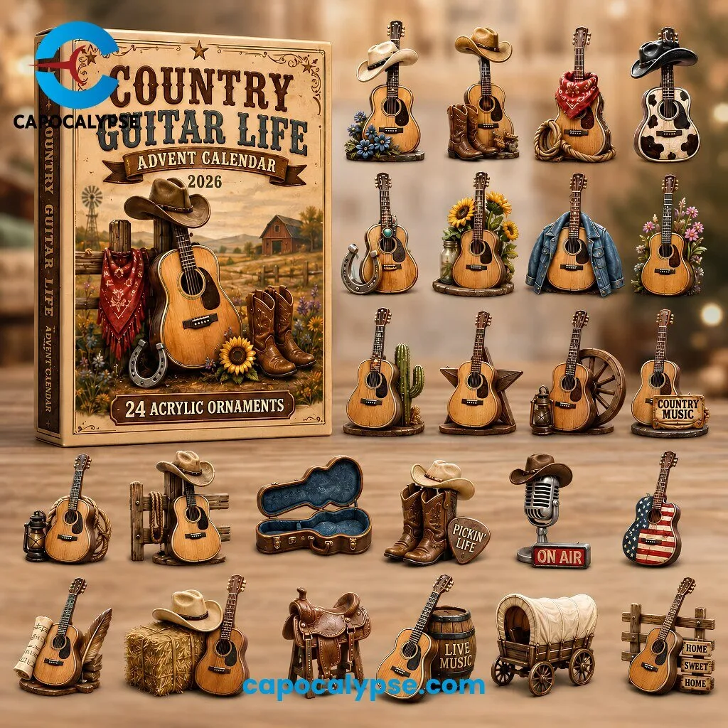 Country Guitar Life Advent Calendar 2026 24 Acrylic Ornaments