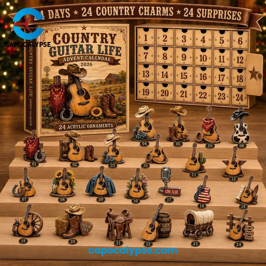 Country Guitar Life Advent Calendar 2026 24 Acrylic Ornaments