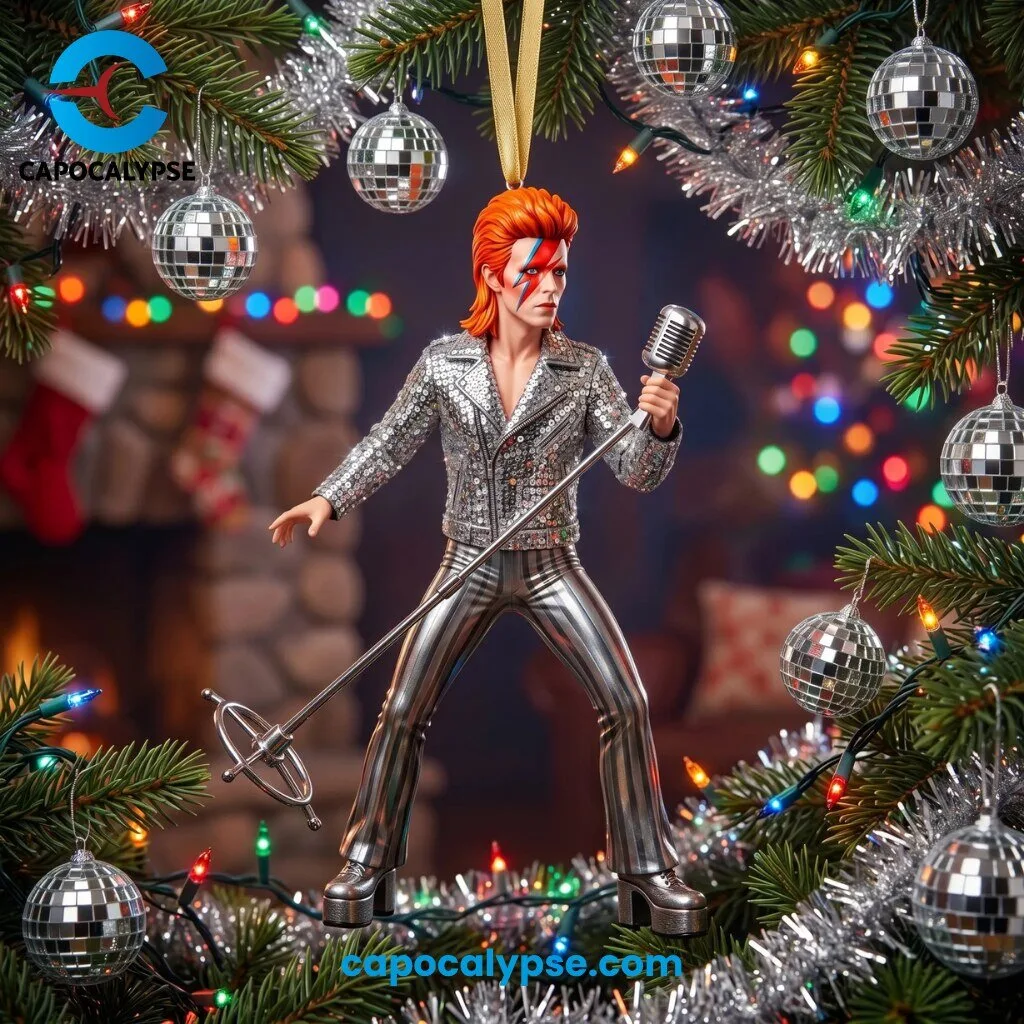 Ziggy Stardust Rock Legend Lightning Bolt Christmas Ornament