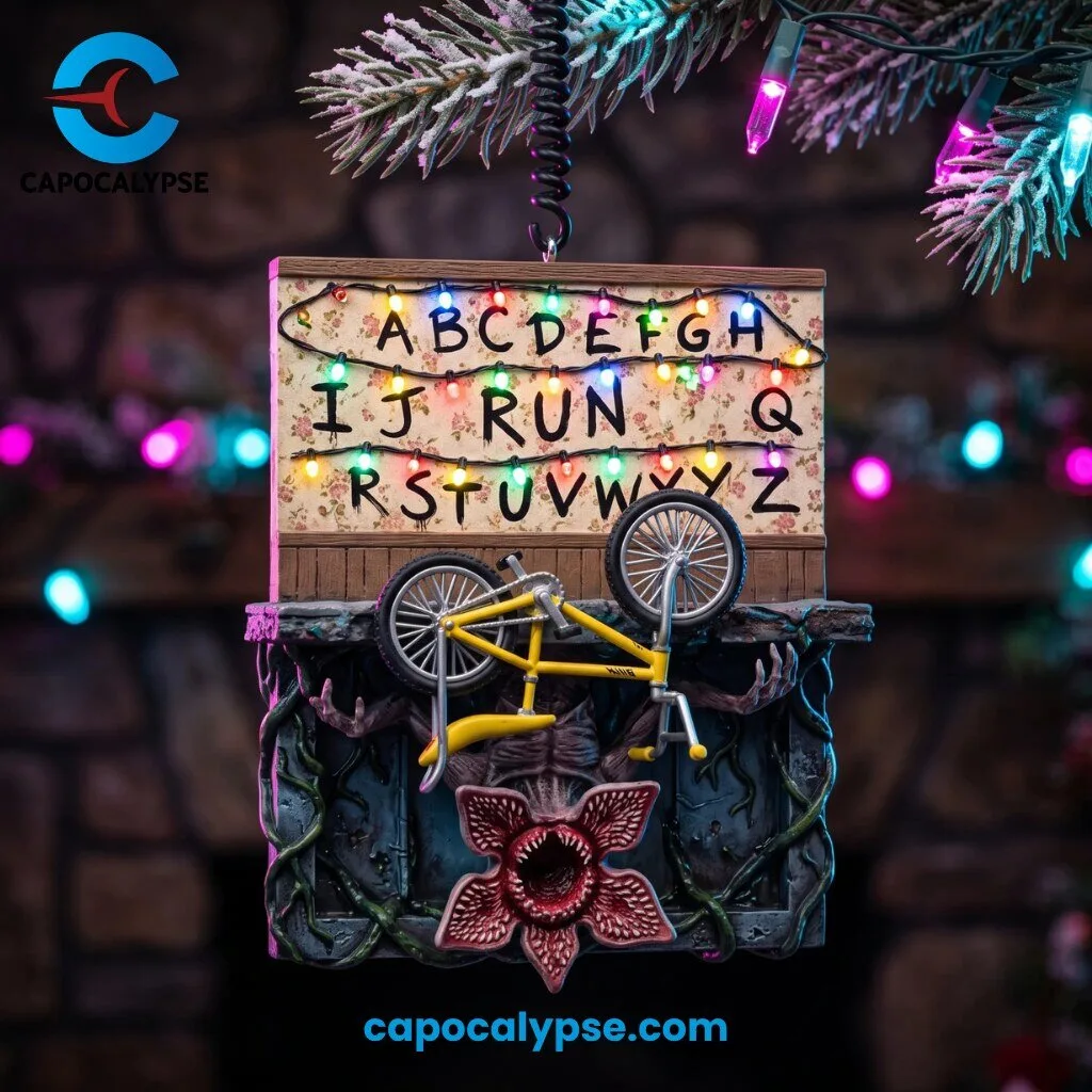 Stranger Things Hawkins Upside Down Bicycle Christmas Ornament