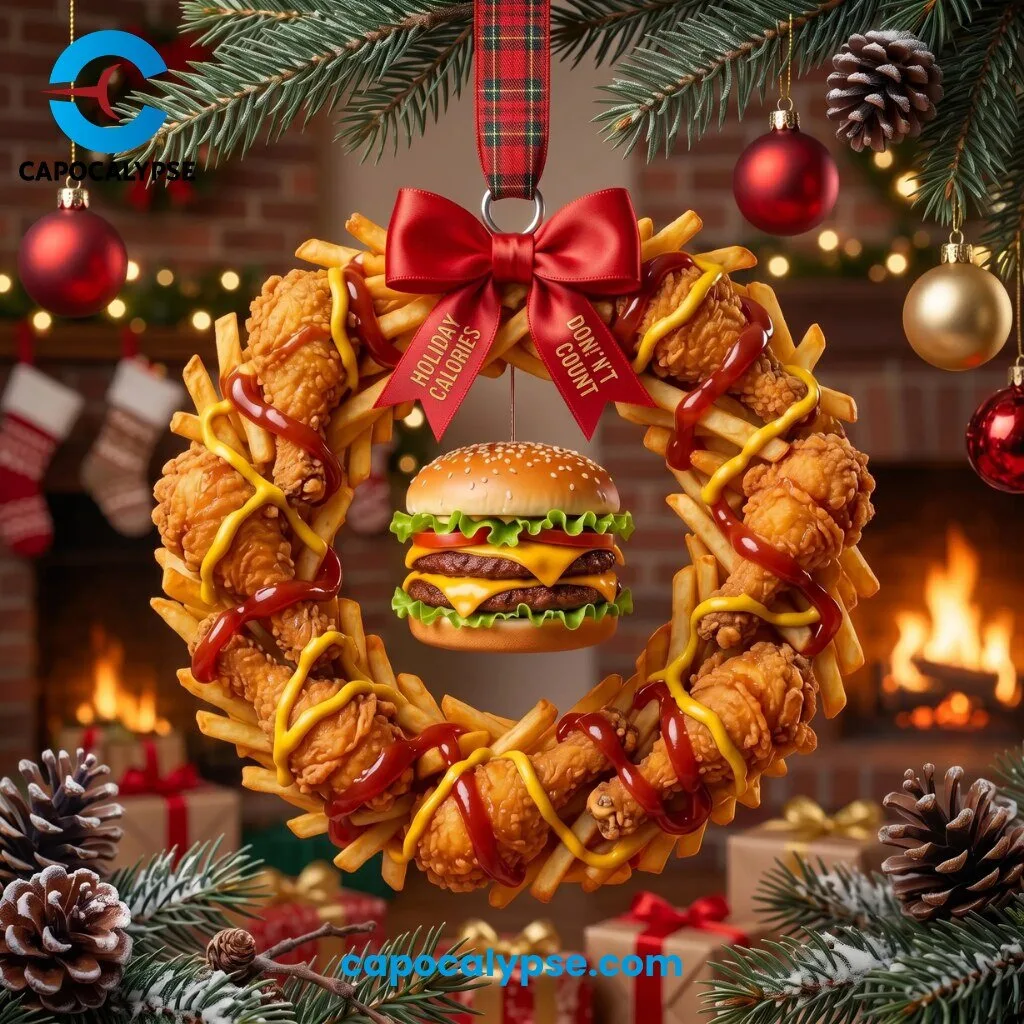 Holiday Calories Fried Chicken Cheeseburger Christmas Ornament