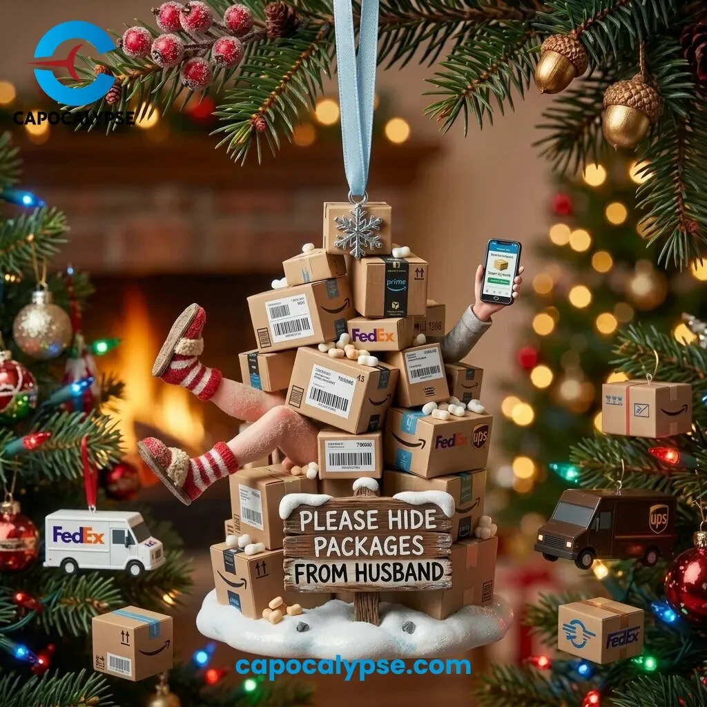 Please Hide Packages From Husband Online Shopping Christmas Ornament