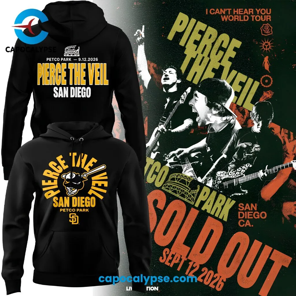 Pierce The Veil Petco Park San Diego 2026 White Hoodie
