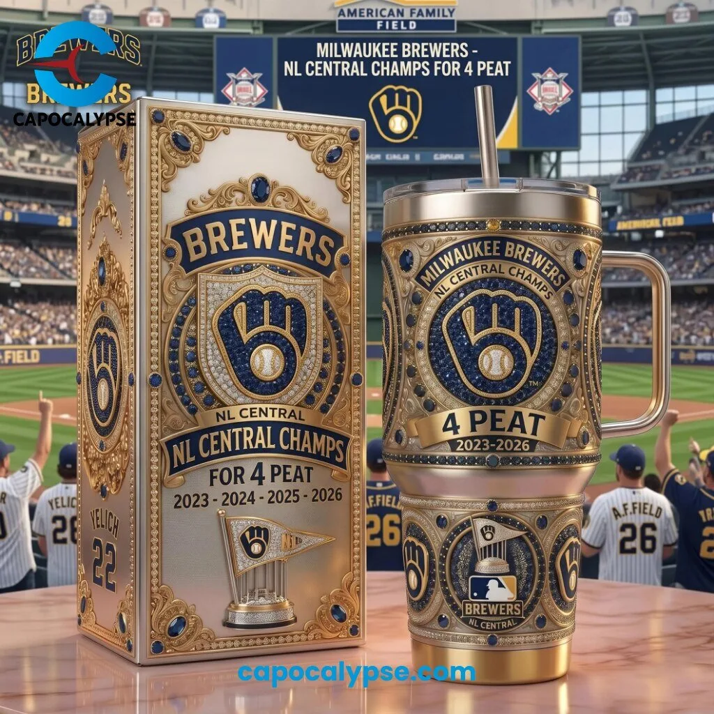 Milwaukee Brewers NL Central Champions 4 Peat Insulated Tumbler