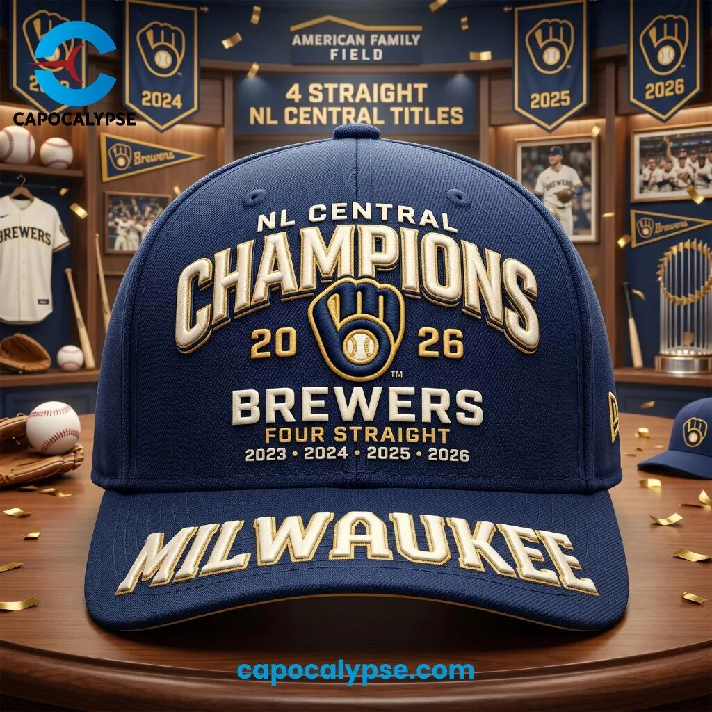 Milwaukee Brewers 4 Peat NL Central Champions Baseball Cap