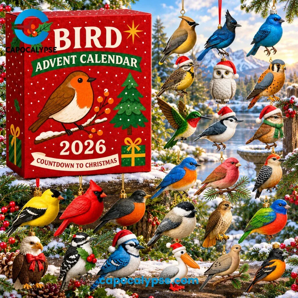Bird Advent Calendar 2026 With 24 Collectible Bird Species Ornaments And Holiday Charms