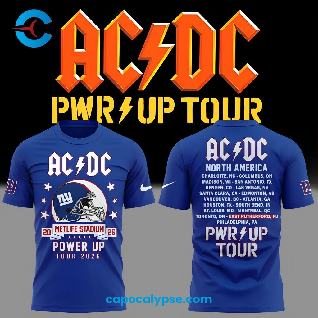 AC/DC New York Giants Power Up Tour 2026 Complete Dates T-Shirt