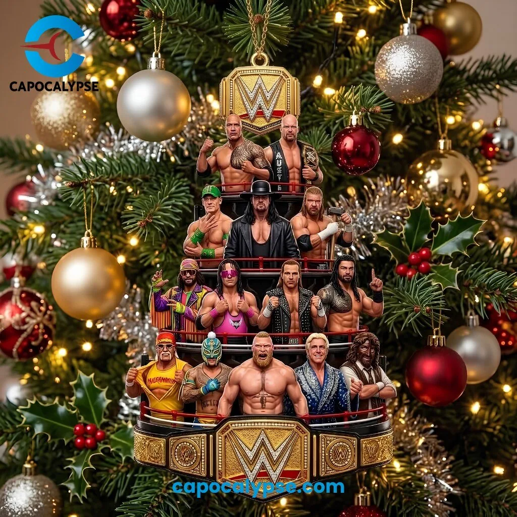 WWE Wrestling Multiple Wrestlers Christmas Tiered Ornament