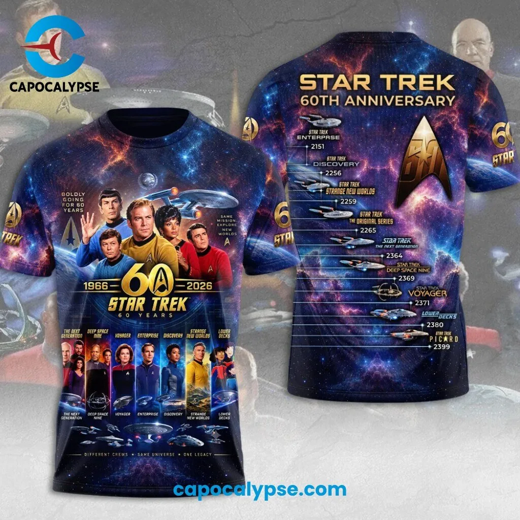 Star Trek 60th Anniversary 1966-2026 Complete Series Timeline T-Shirt