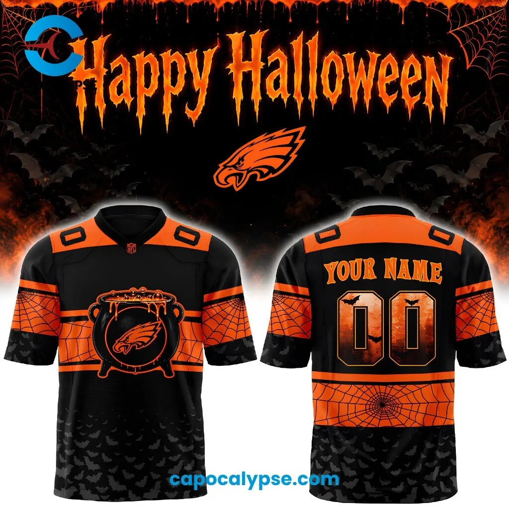 Philadelphia Eagles Happy Halloween Spider Web Football Jersey