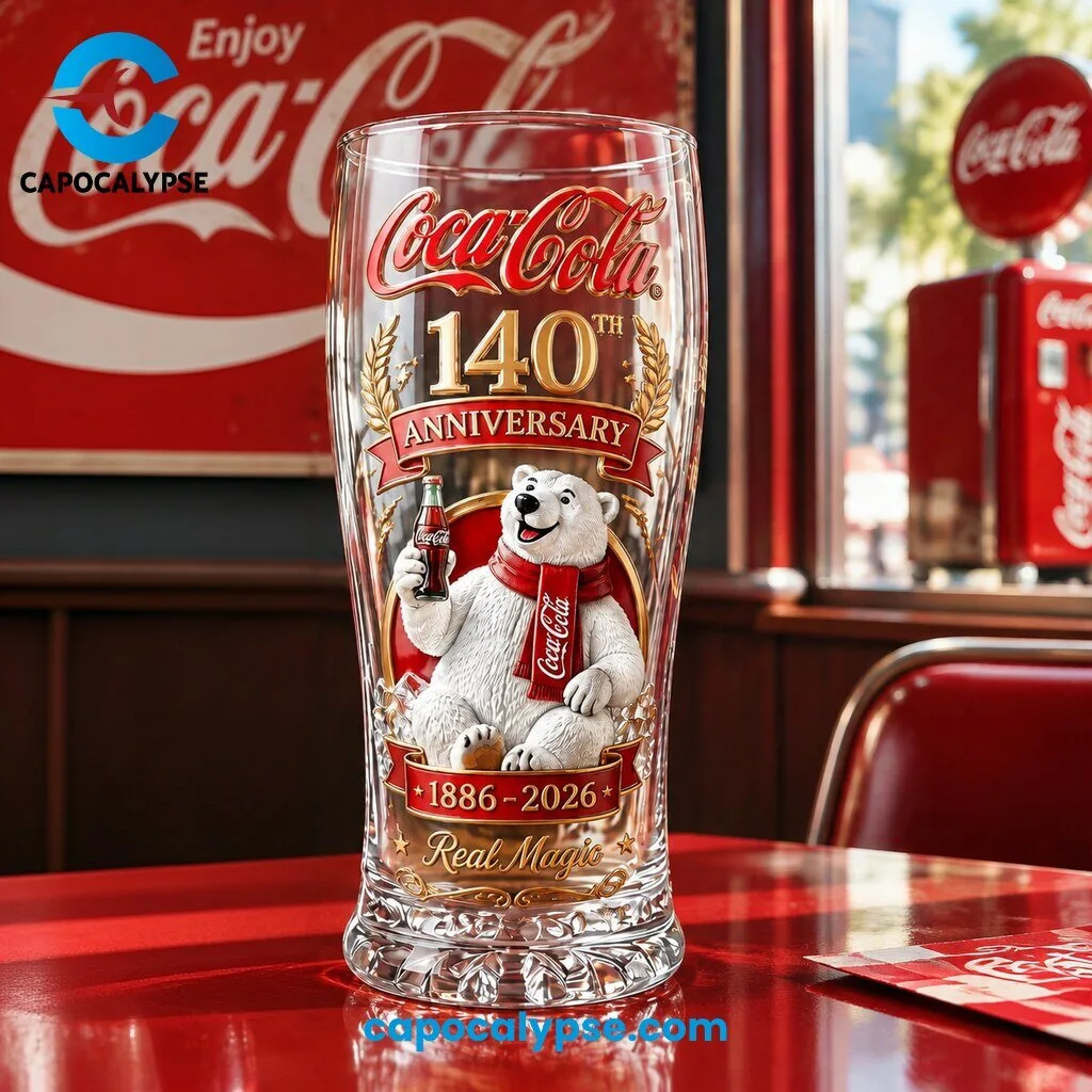 Coca-Cola 140th Anniversary 1886-2026 Polar Bear Glass