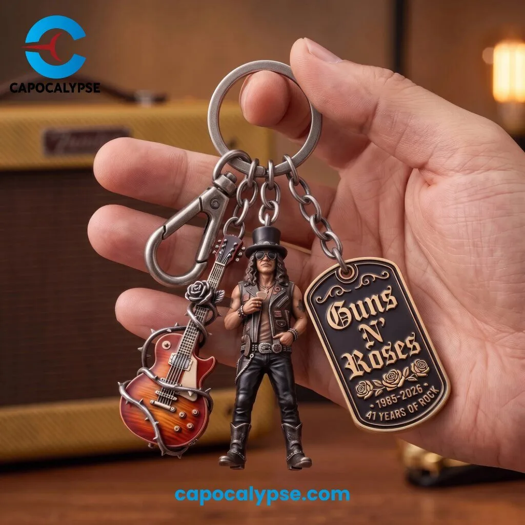 Guns N' Roses 1985-2026 41 Years of Rock Metal Keychain Charm Set
