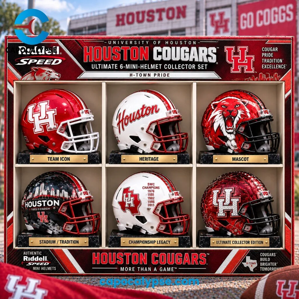 Houston Cougars Ultimate 6 Mini Helmet Collector Set H-Town Pride