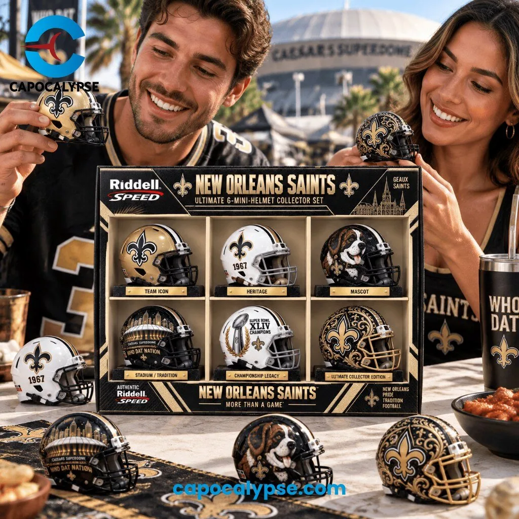New Orleans Saints Ultimate 6-Mini-Helmet Collector Set New Orleans Saints 6-Mini Helmet Collector Set by Riddell Speed – image 3 of 3