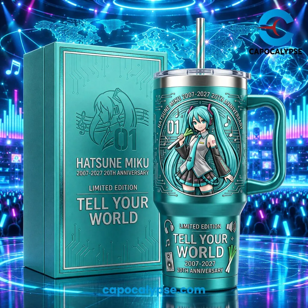 Hatsune Miku 20th Anniversary Turquoise Stainless Steel Tumbler