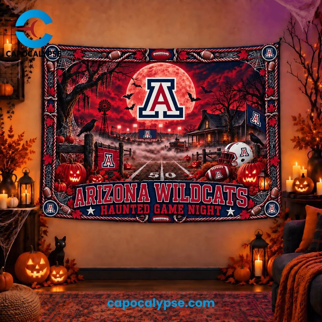 Arizona Wildcats Haunted Game Night Wall Tapestry