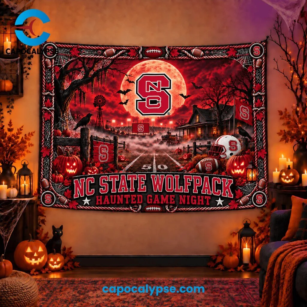 NC State Wolfpack Haunted Game Night Wall Tapestry