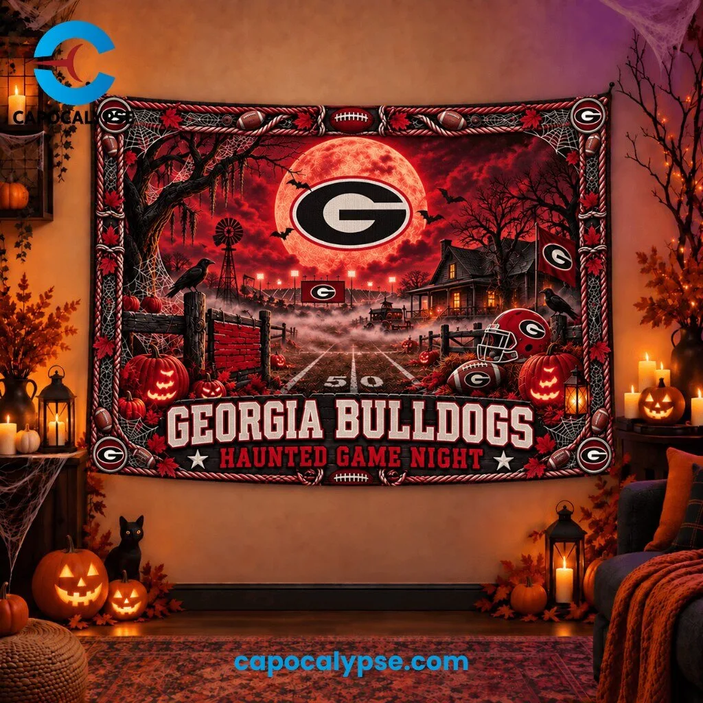 Georgia Bulldogs Haunted Game Night Wall Tapestry
