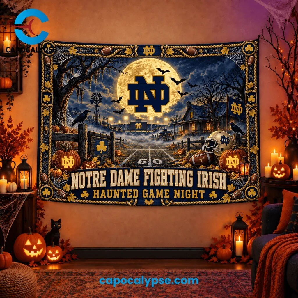 Notre Dame Fighting Irish Haunted Game Night Wall Tapestry
