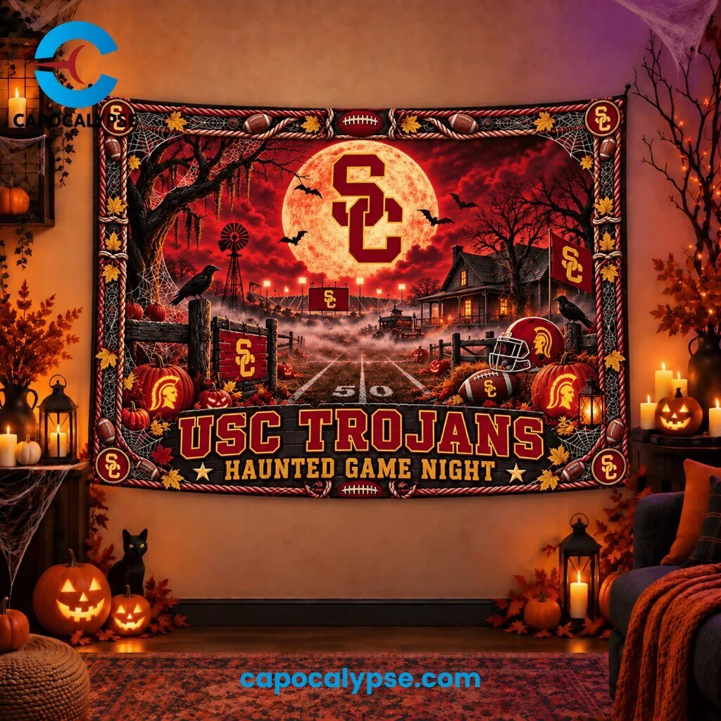 USC Trojans Haunted Game Night Tapestry Banner