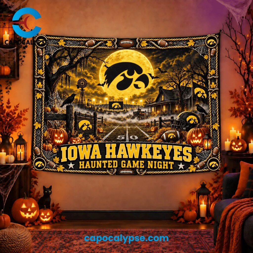 Iowa Hawkeyes Haunted Game Night Tapestry Banner