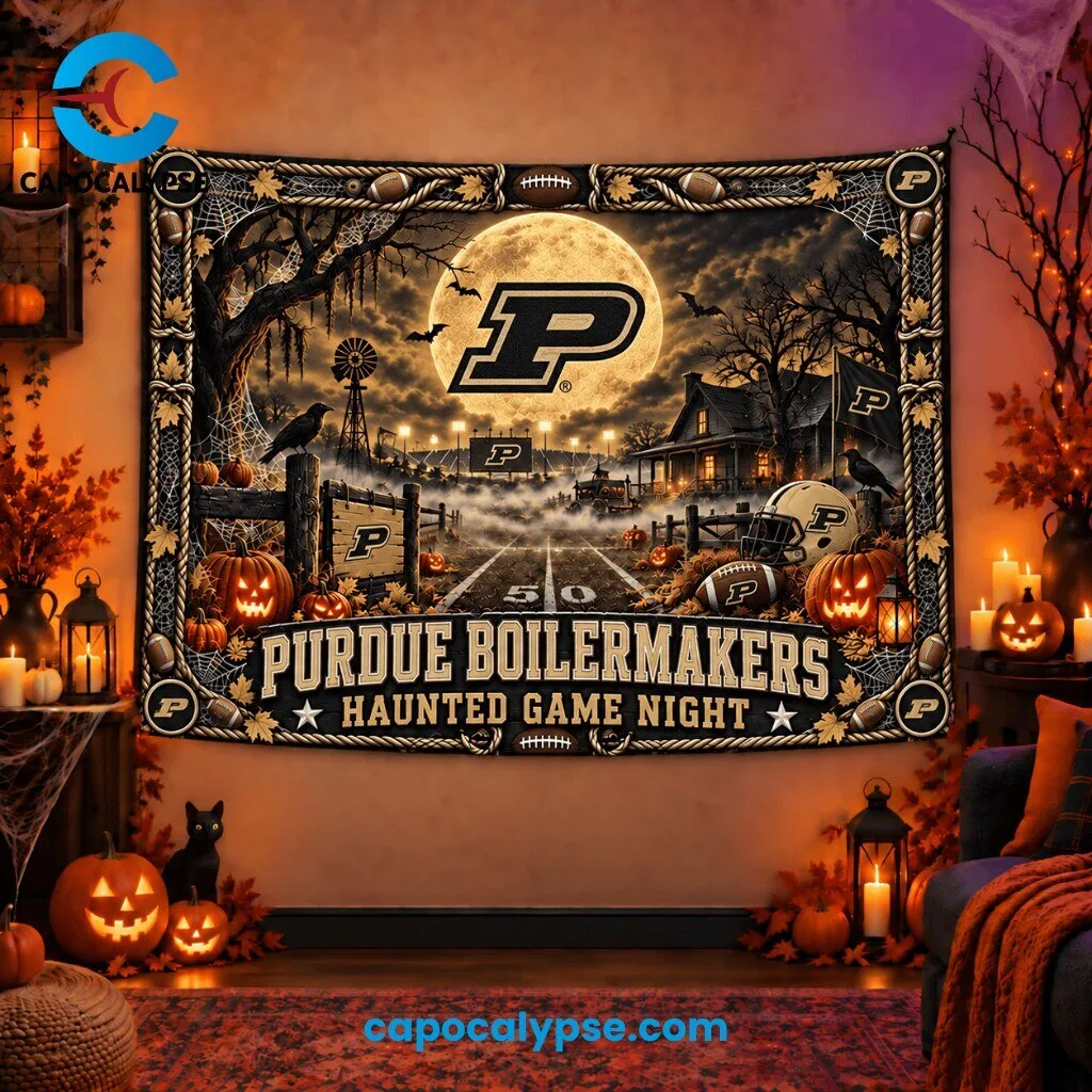 Purdue Boilermakers Haunted Game Night Tapestry Banner