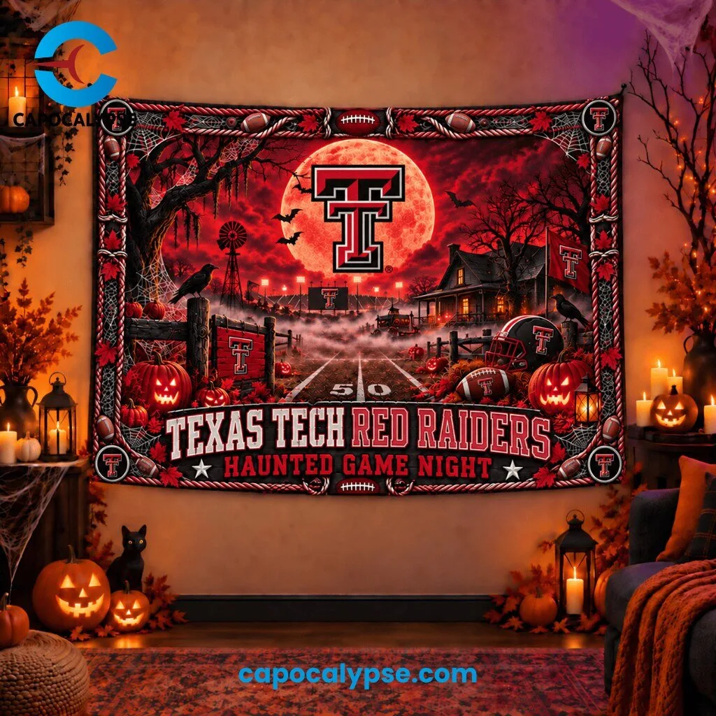 Texas Tech Red Raiders Haunted Game Night Tapestry Banner