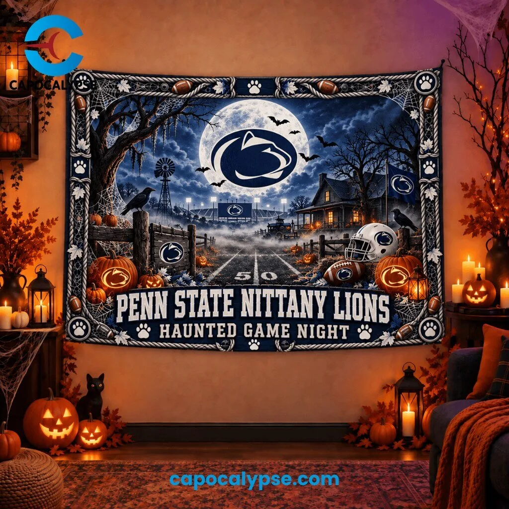 Penn State Nittany Lions Haunted Game Night Tapestry Banner