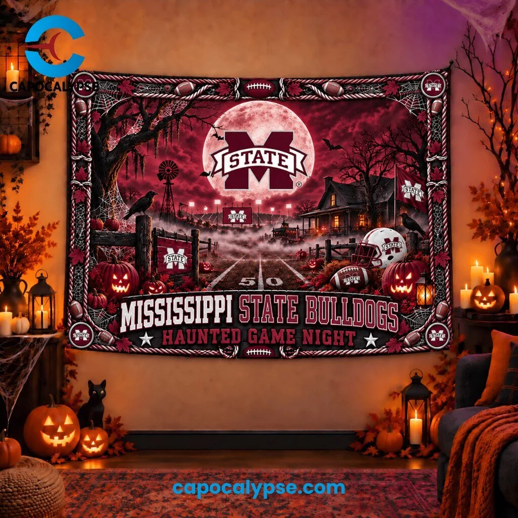 Mississippi State Bulldogs Haunted Game Night Tapestry