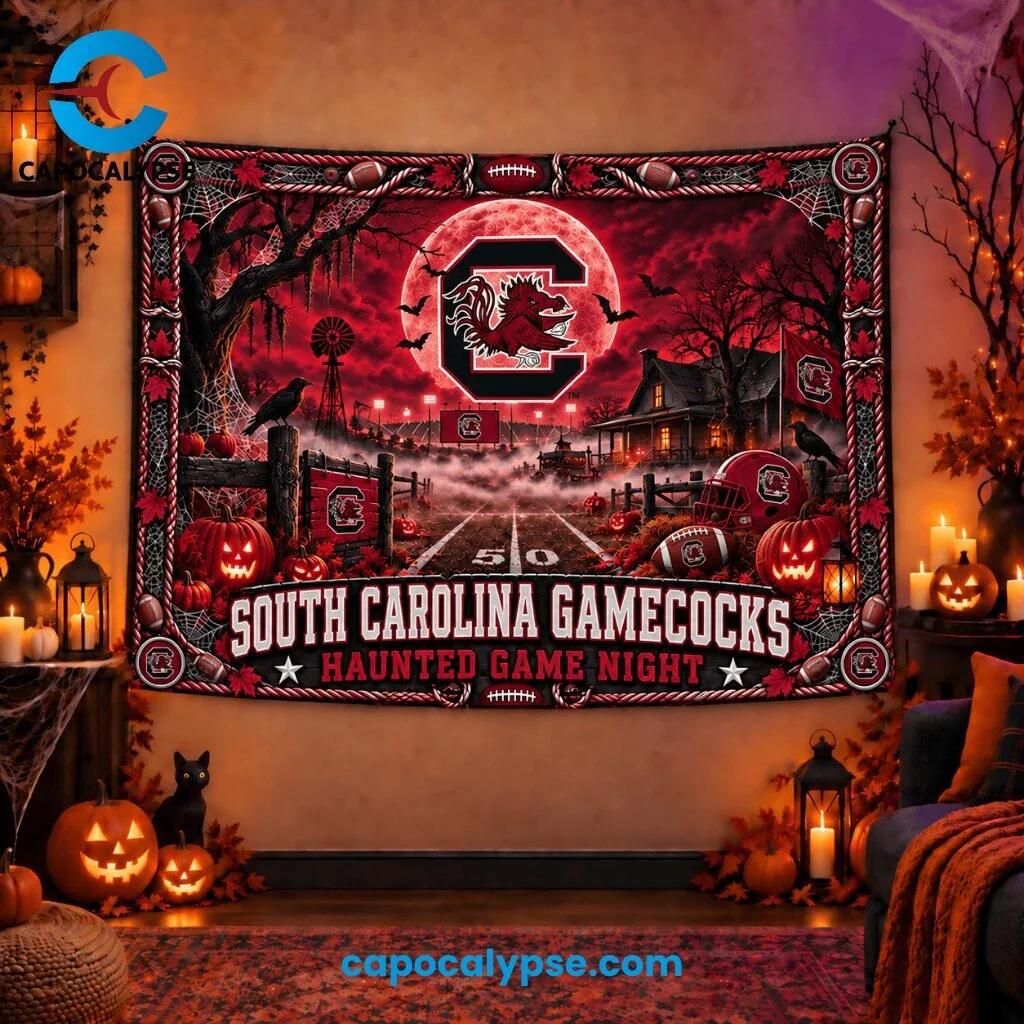 South Carolina Gamecocks Haunted Game Night Tapestry