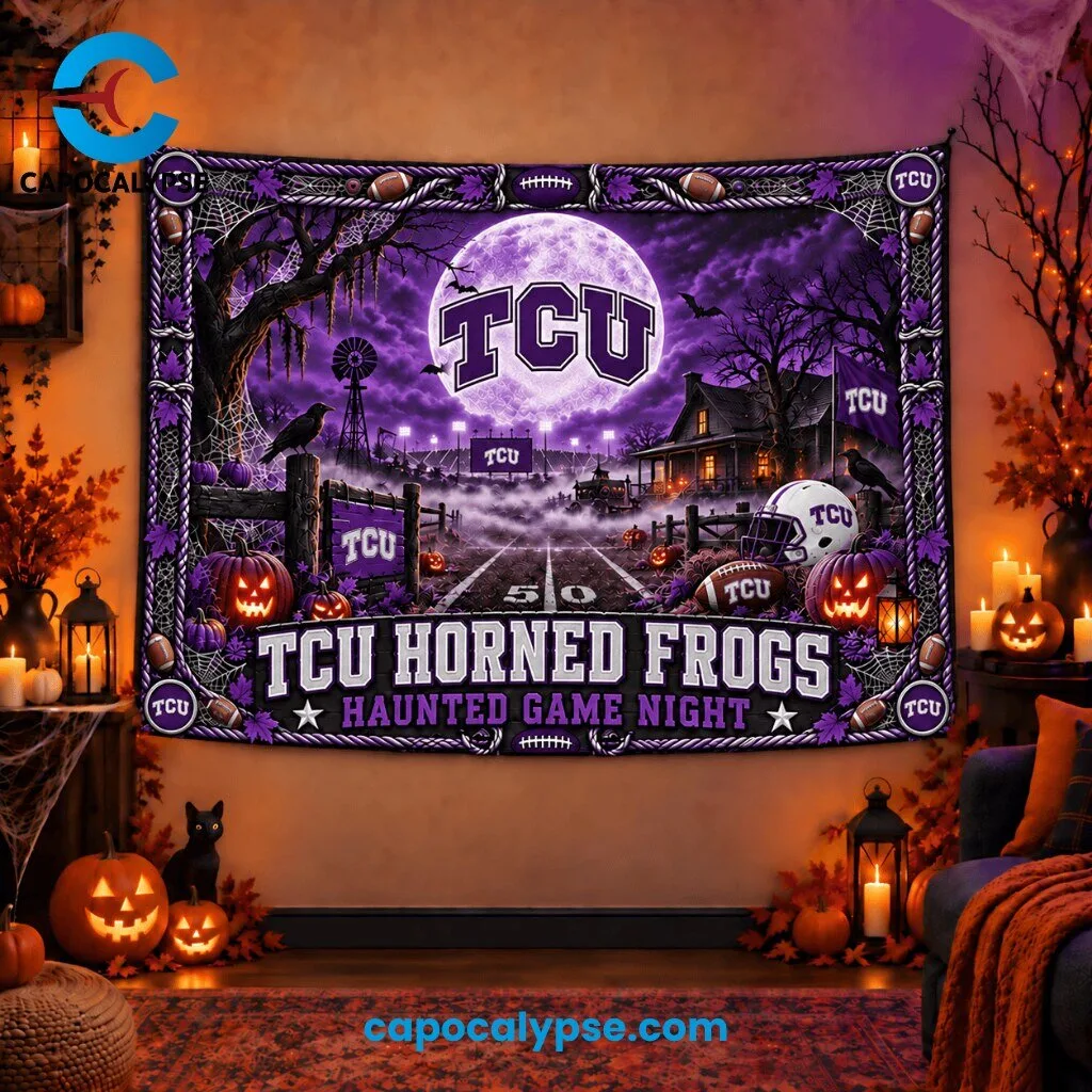TCU Horned Frogs Haunted Game Night Tapestry