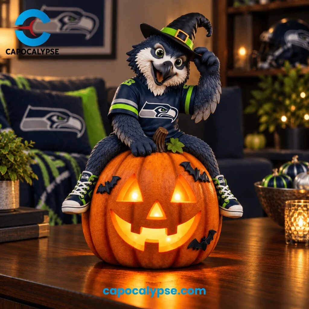 Seattle Seahawks Halloween Mascot LED Pumpkin Decoration Figure