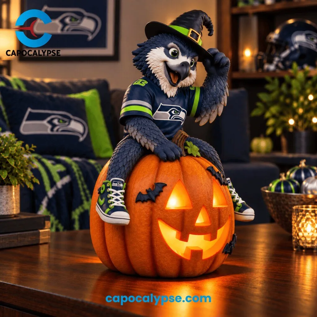 Seattle Seahawks Halloween Mascot LED Pumpkin Decoration Figure