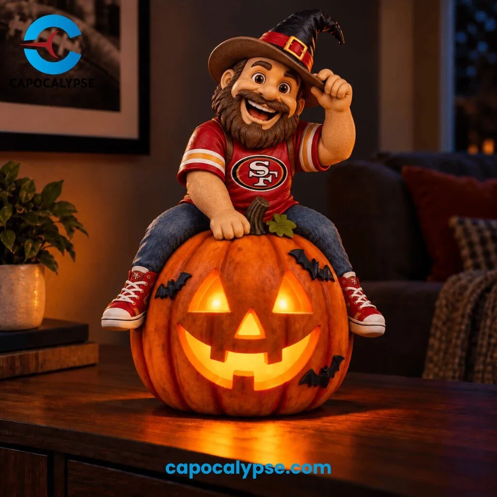 San Francisco 49ers Halloween Pumpkin Gnome Light-Up Decoration