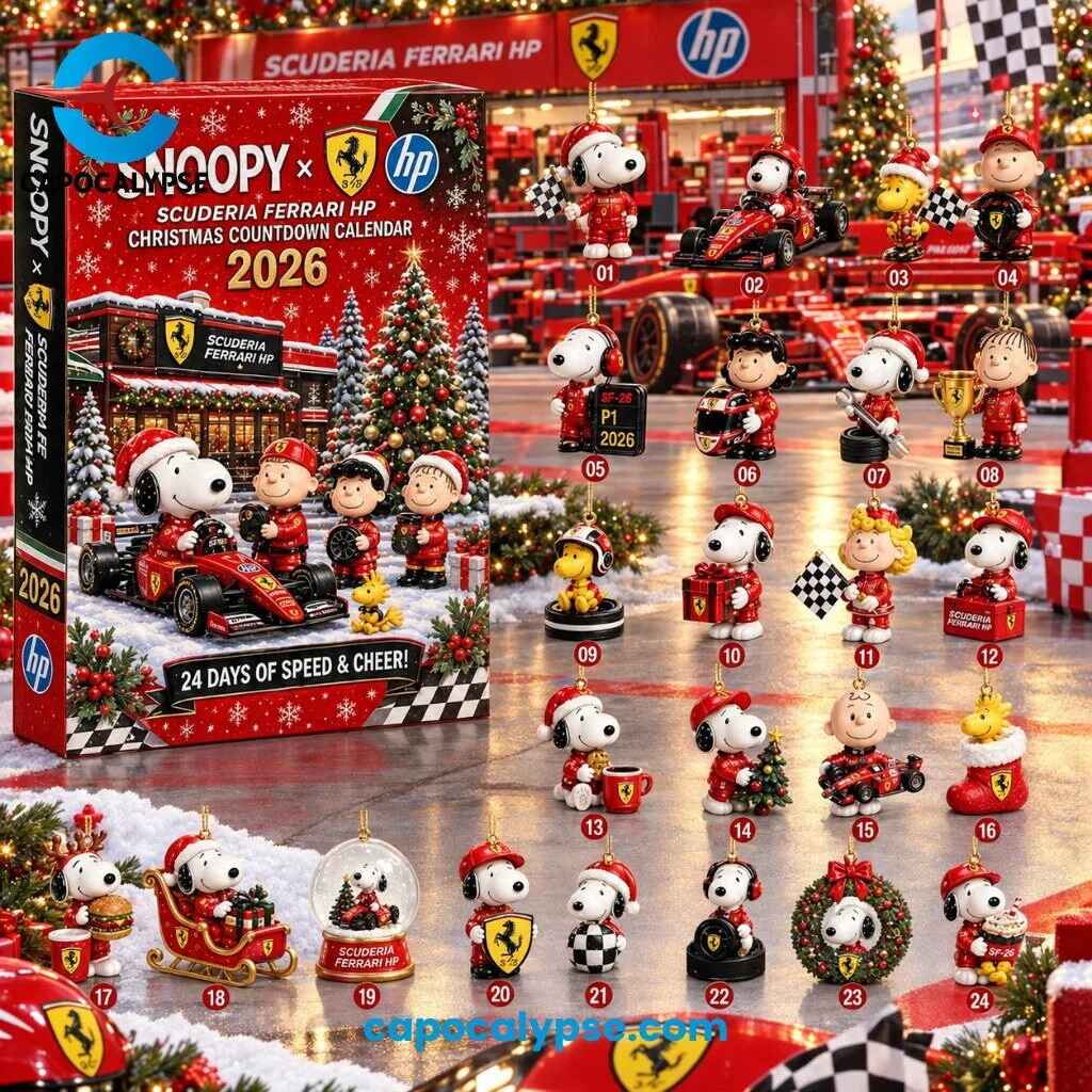 Snoopy Scuderia Ferrari HP 2026 Christmas Countdown Calendar - 24 Collectible Charms