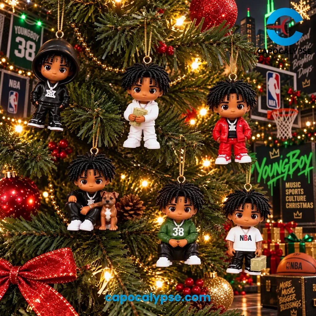 NBA x Youngboy Advent Calendar 2026 24 Days of Hip Hop Culture 9 NBA x Youngboy Advent Calendar 2026 featuring rapper portrait on black box with neon green crown logo and 24 collectible hip hop figurines