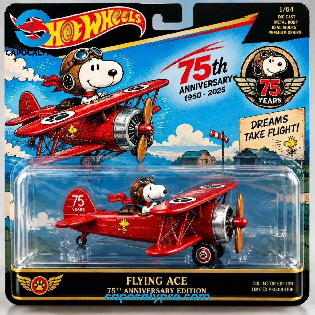 Hot Wheels Snoopy Flying Ace 75th Anniversary Edition Die-Cast Car Hot Wheels Snoopy Flying Ace 75th Anniversary Die-Cast Biplane