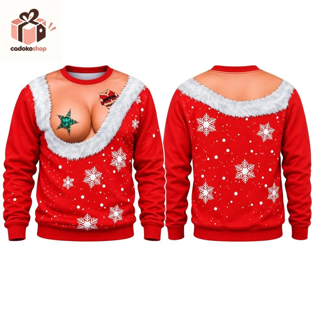 Cheeky Claus Funny Christmas Sweater Red Santa Costume Ugly Christmas Sweatshirt