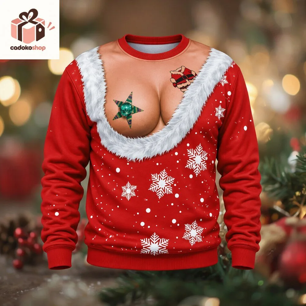 Cheeky Claus Funny Christmas Sweater Red Santa Costume Ugly Christmas Sweatshirt