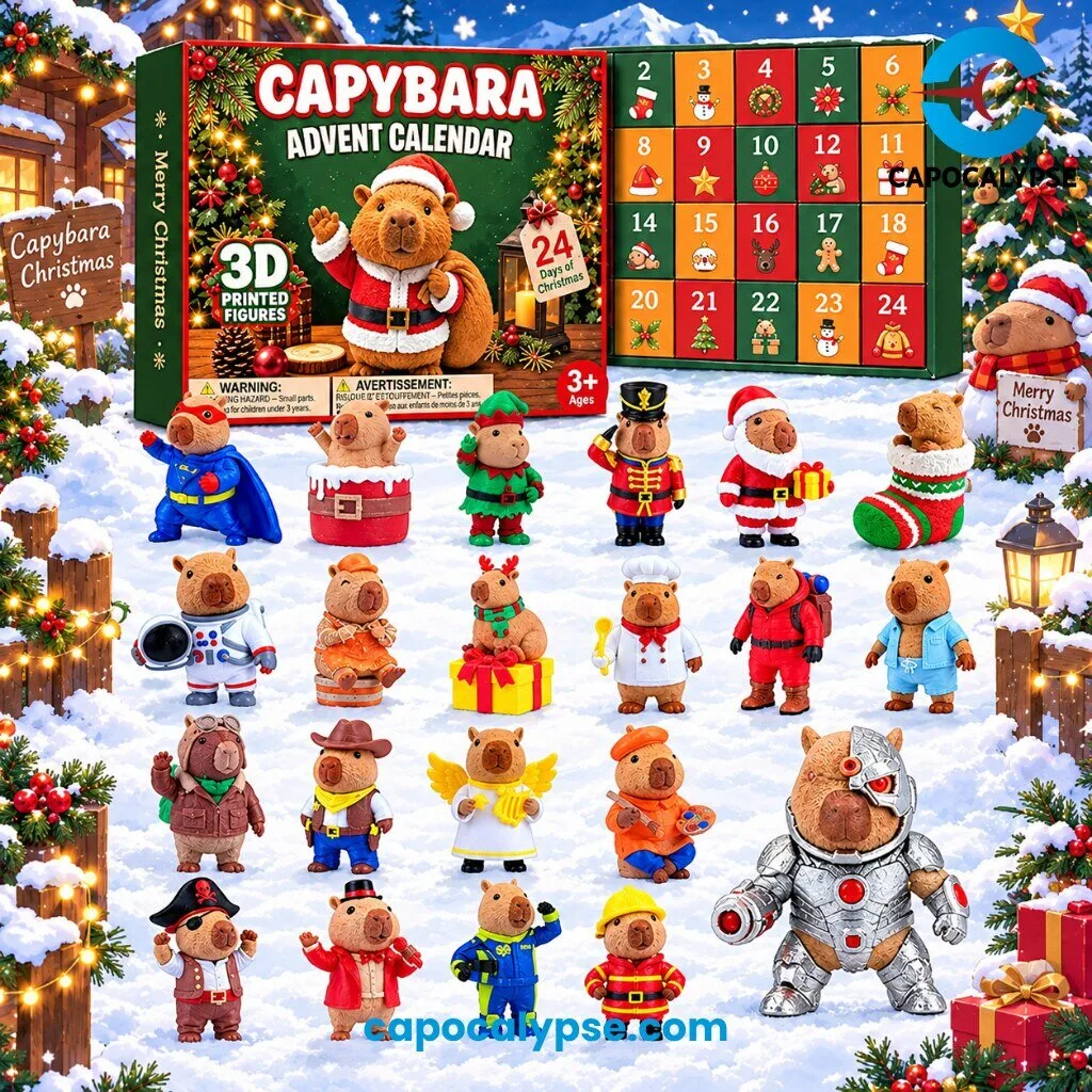 Capybara Christmas Advent Calendar with 3D Printed Figures