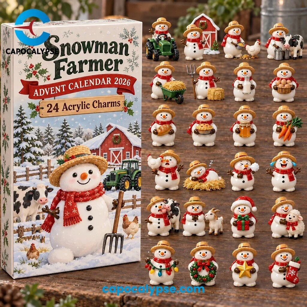 Snowman Farmer Advent Calendar 2026 with 24 Acrylic Charms