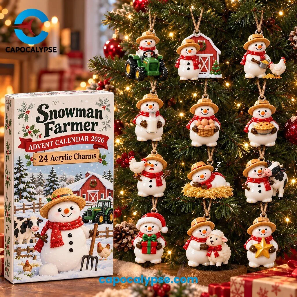 Snowman Farmer Advent Calendar 2026 with 24 Acrylic Charms