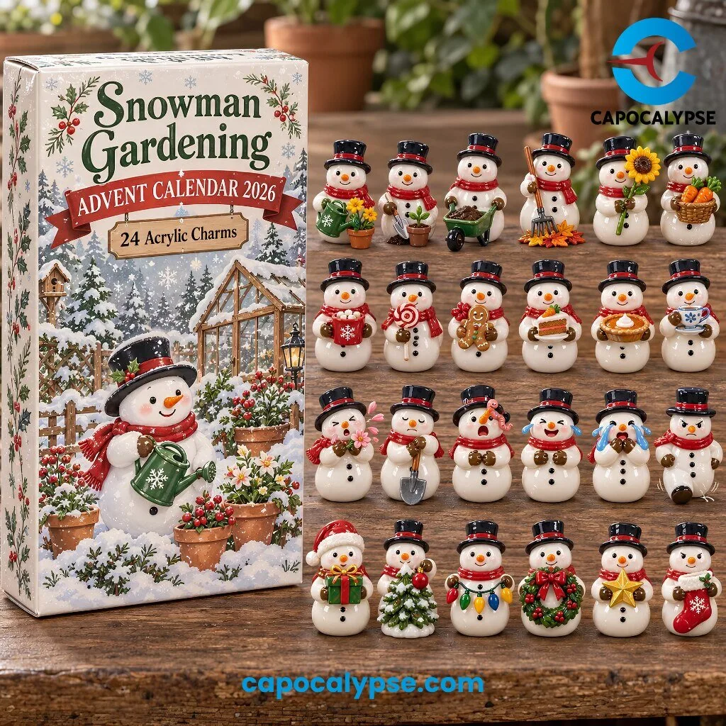 Snowman Gardening Advent Calendar 2026 with 24 Acrylic Charms