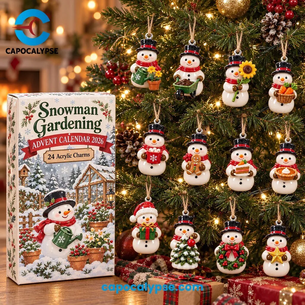 Snowman Gardening Advent Calendar 2026 with 24 Acrylic Charms