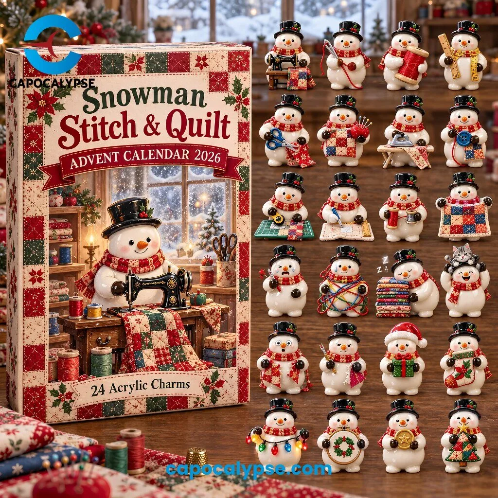 Snowman Stitch & Quilt Advent Calendar 2026 with 24 Acrylic Charms